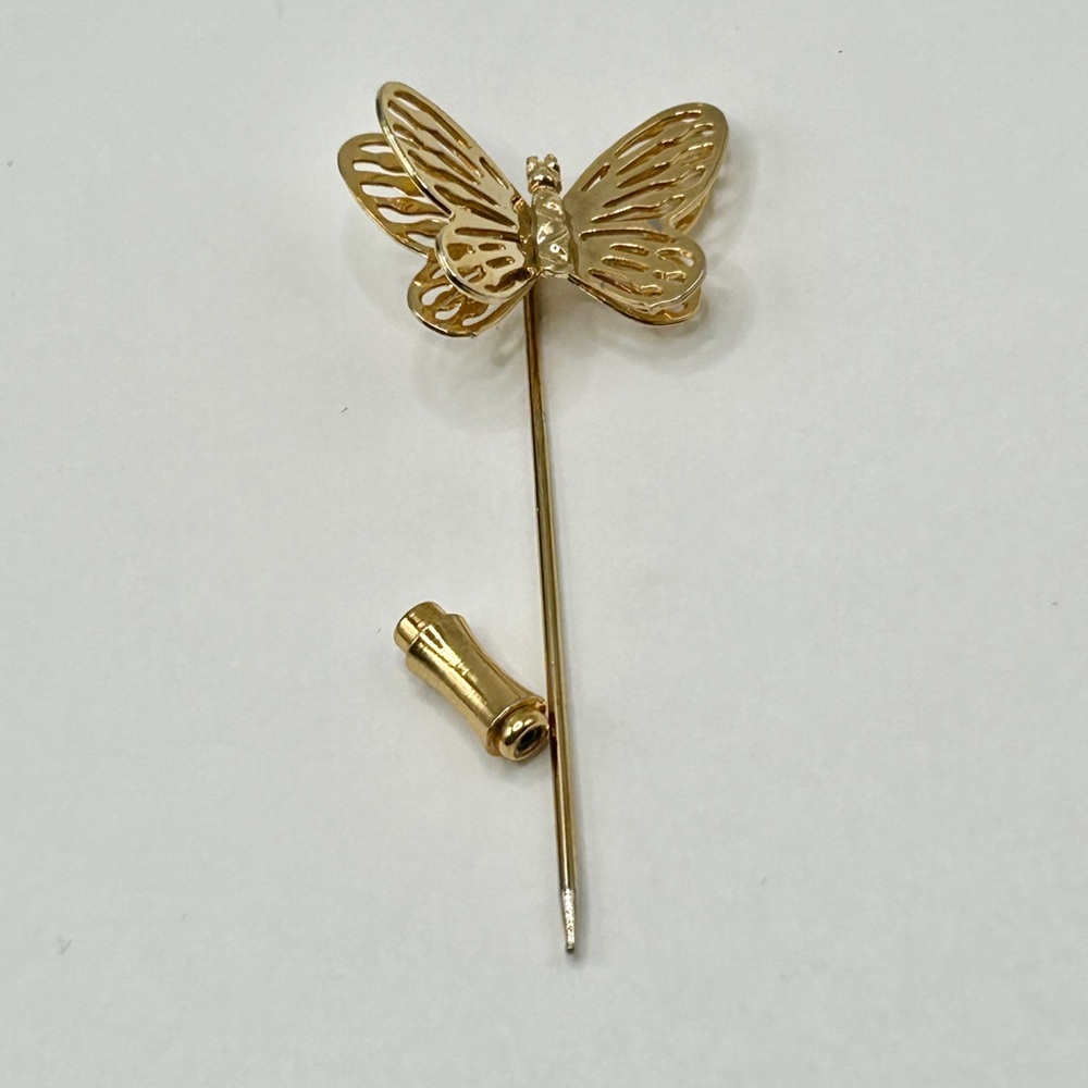 3 Lot Vintage Butterfly Brooch Set Gold Blue Pink Green Yellow​ - Picture 13 of 13
